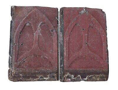 Pair 2 Vintage Embossed Roofing Tiles Tin Farmhouse Antique Metal Ceiling