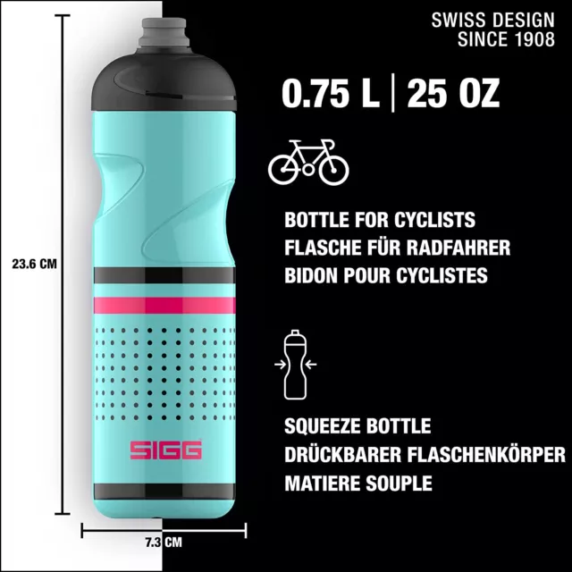 SIGG Pulsar Glacier Bike Water Bottle (0.75 L), Leakproof Cycling Bottle, Super 3