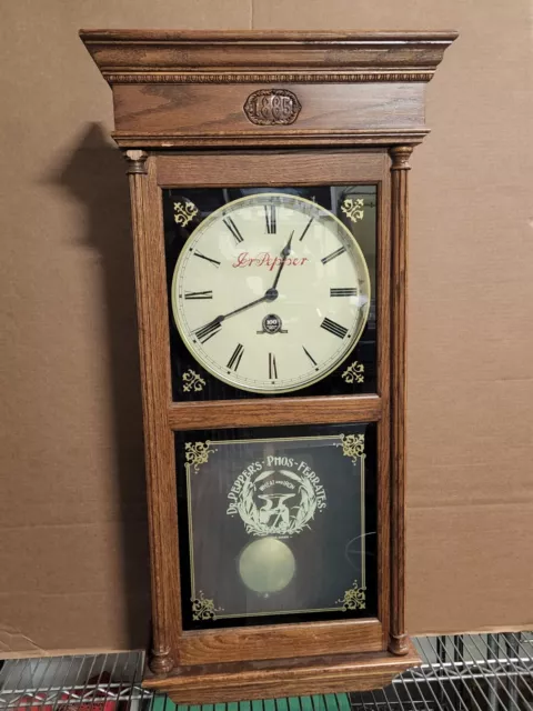 BUY IT NOW!!! -Dr. Pepper 1985 100 years pendulum clock oak housing glass front