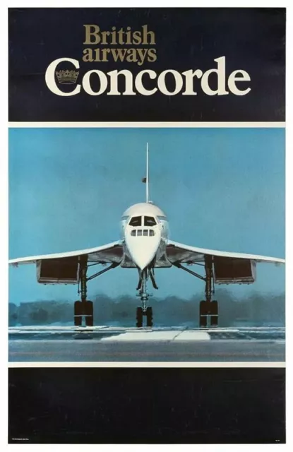 Vintage British Airways Concorde Airline Poster Print A3/A4