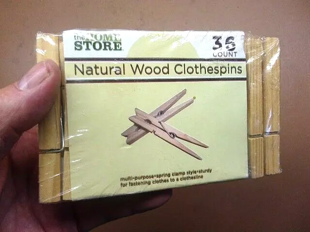 Vintage Hardwood Spring Clamp-Style Clothespins New in Original Package FREE S/H