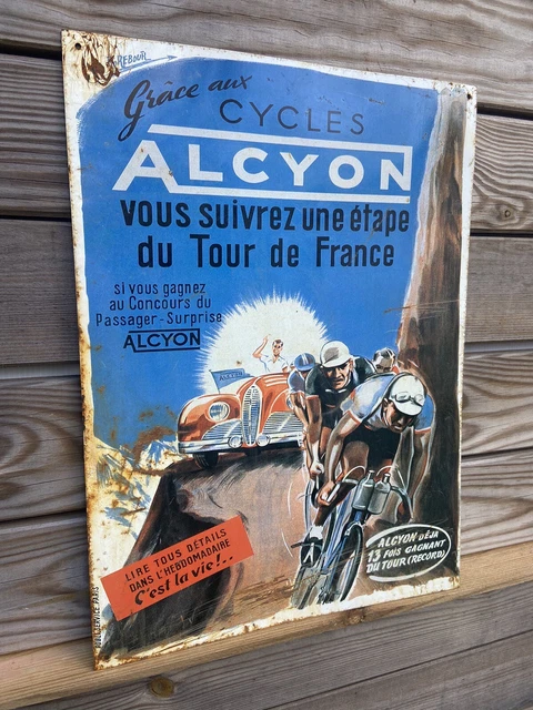 Plaque Publicitaire Ancienne Vélo Alcyon - Aluminium - Cyclisme Vintage