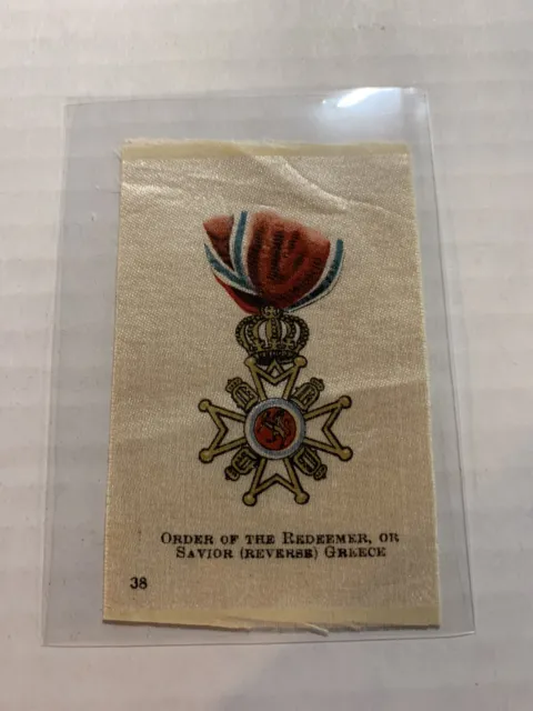 Early 1900’s Vintage Cigarette “silk” Order Of The Redeemer Greece Medal