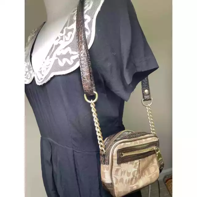 Dana Buchman Purse Womens Shoulder Bag Chain Strap Small Brown