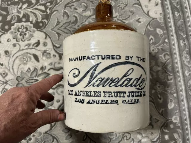 RARE Navelade Los Angeles Fruit Juice Co. Stoneware 1 Gallon Jug