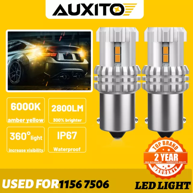 AUXITO 7507 LED Bulb PY21W BAU15S LED Bulbs Amber Yellow 2800LM for Turn  Signal Lights with Build-in Load Resistor CANBUS Error Free