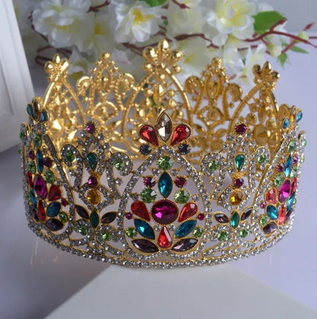 9cm Tall Large Crystal Wedding Bridal Party Pageant Prom Tiara Crown - 2 Colours