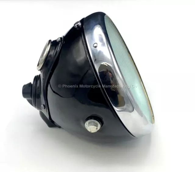 Lucas Ssu700 Type 7" Flat Glass Headlamp Complete - Black - Fits Bsa Norton Etc