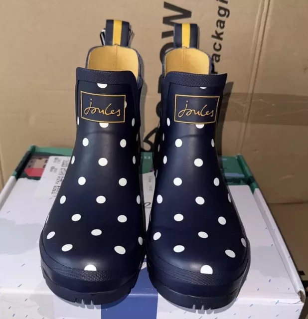 Joules Women Short Height Printed Wellibob Wellies-  Navy Spot- adults 6