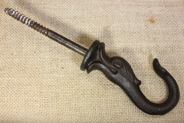 Old Ceiling Plant Hook Sea Serpent Dolphin Bird Cage Hanger Vintage Paint Iron
