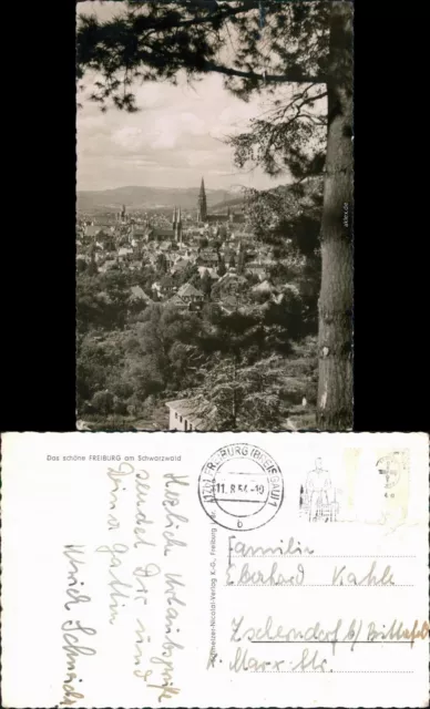 Ansichtskarte Freiburg im Breisgau Blick auf die Stadt 1954