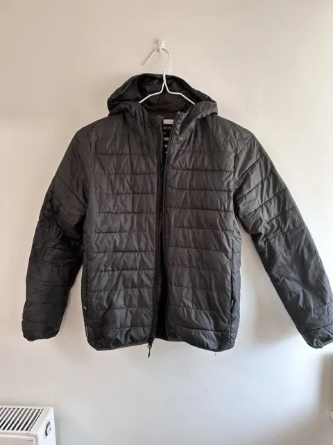 Quiksilver Boys Puffa Jacket, Used Good Condition, Age 12 Medium, Black Coat