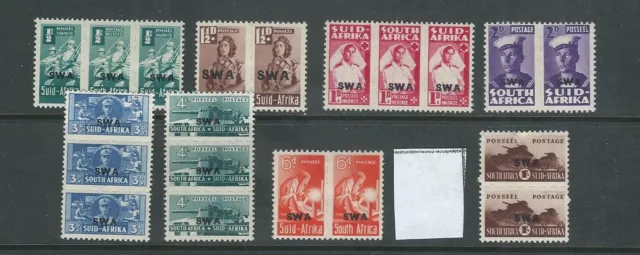 SOUTH WEST AFRICA 1942-45 WAR ISSUE ovpted SWA (Scott 144-152 short 151) MH ZX