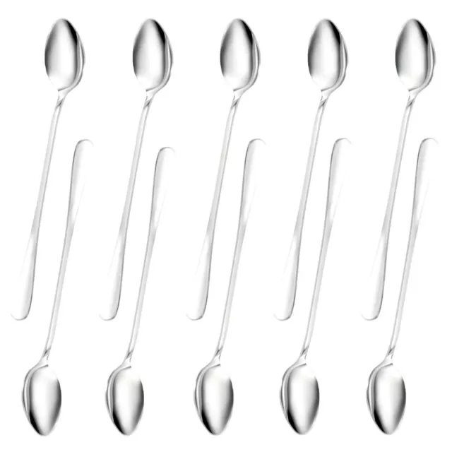 6pcs Long Handle Stainless Steel Tea Coffee Spoons Ice Cream Cutlery G8V92260