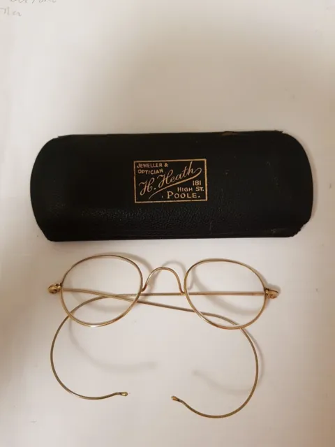 Vintage 1920s spectacles glasses rolled gold antique H Heath Poole Dorset