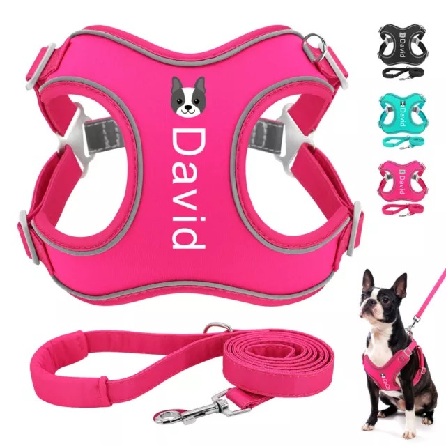 No Pull Personalised Pet Dog Harness and Lead Adjustable Reflective Puppy Vest