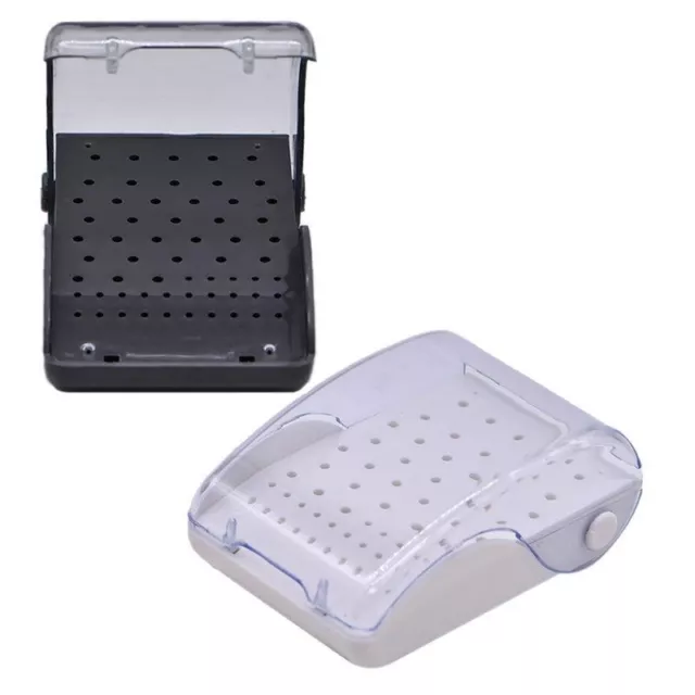 2 Pcs Dental Plastic Box 60 Holes Bur Burr Case Drills Disinfection Holder Stand
