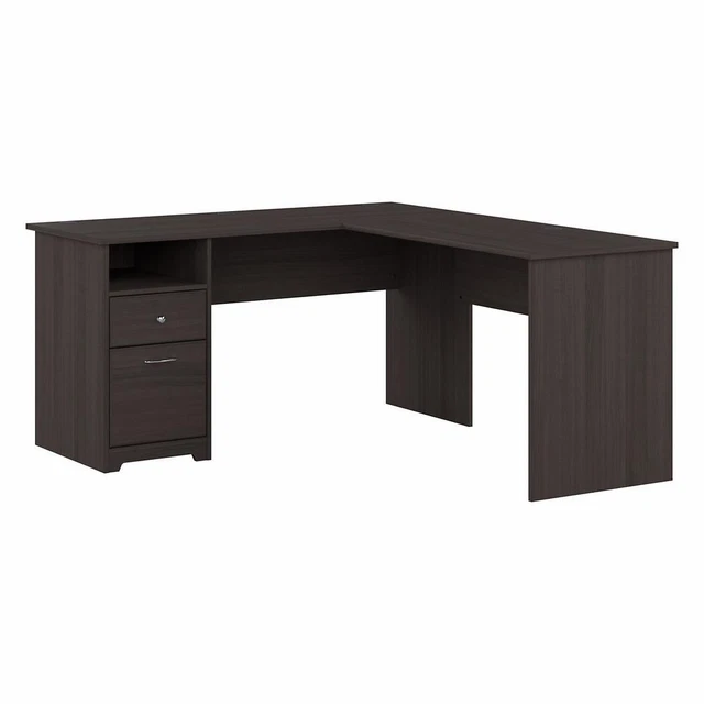 BUSH FURNITURE CABOT 60W L Shaped Computer Desk with Drawers, Heather