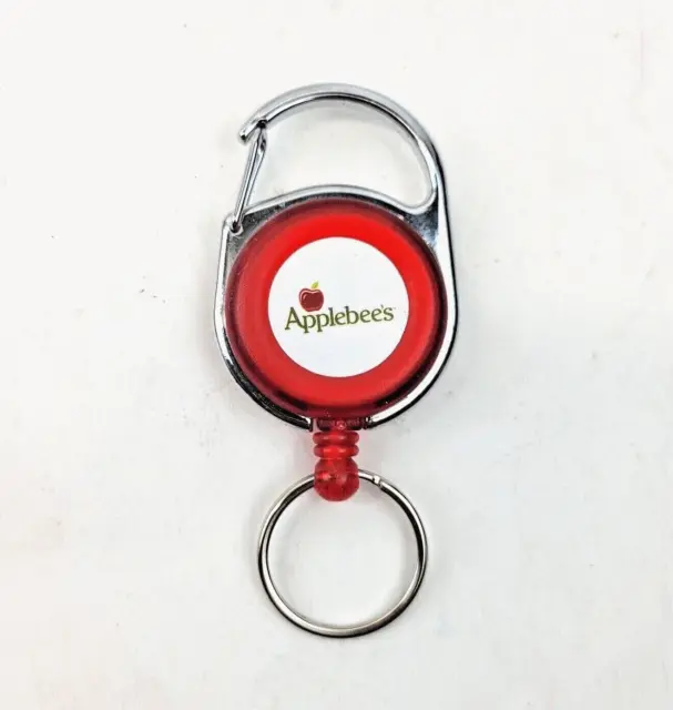 Applebee's Retractable Keychain with Carabiner Red