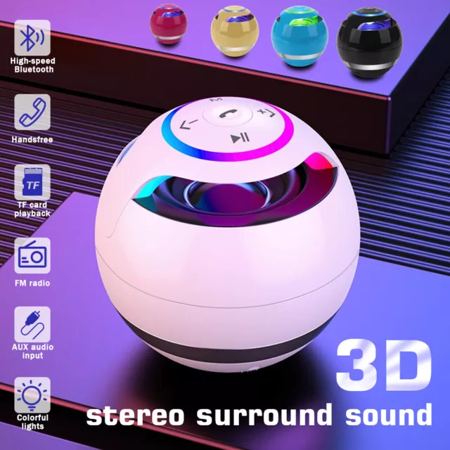Bluetooth Speaker Wireless Outdoor Stereo Bass LED Light USB/TF/FM Radio Loud US 2