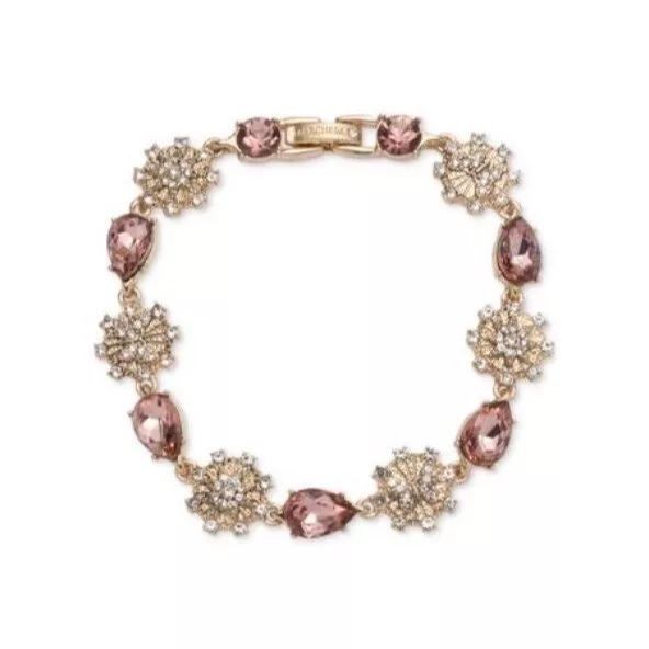 Marchesa Gold-Tone Pave & Pink Crystal Flex Bracelet - Gold New