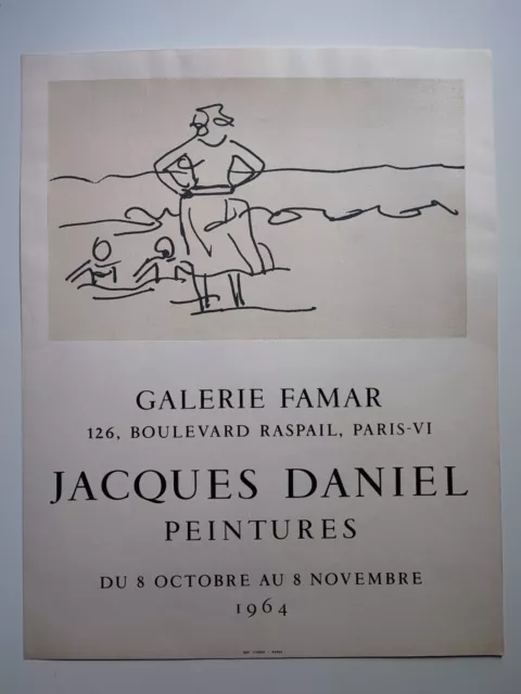 1964 Jacques Daniel Exhibition Poster Famar Gallery Exhibition Poster