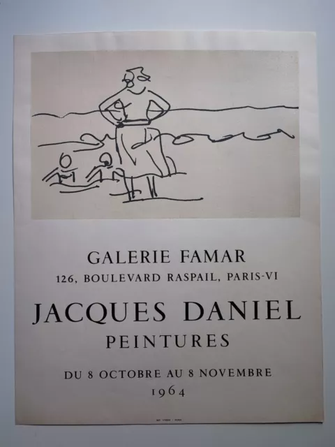 Jacques Daniel Affiche Exposition 1964 Galerie Famar Exhibition Poster