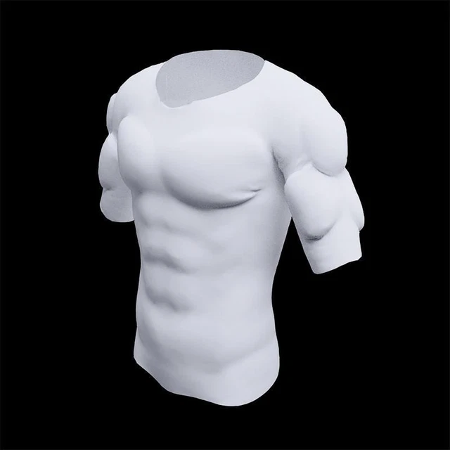 Men Invisible Abs Fake Muscle Body Suit With Chest Male Undershirt Soft Wear