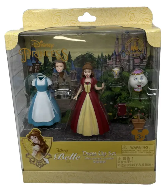 Disney Princess Belle Dress-Up Set Magic Clip   Mrs. Potts, Chip And Basket New