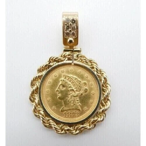 2Ct Round Cut Moissanite Men's Head Quarter Liberty Coin Pendentif Argent 925