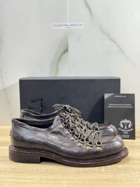 Le Rue Marcel Scarpa Uomo Daniel  Pelle Marrone Luxury Handmade Men Shoes 44