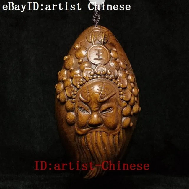 3" Chinese boxwood hand carved Old Beijing Facial makeup person statue netsuke
