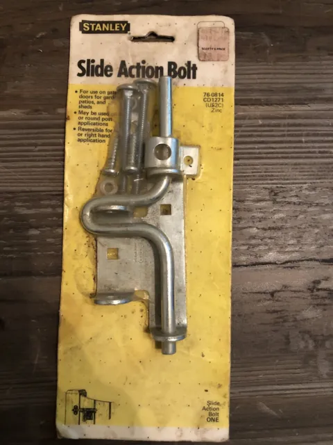 Vintage Stanley Slide Action Bolt 76-0814 for Gates, Doors, and Reversible