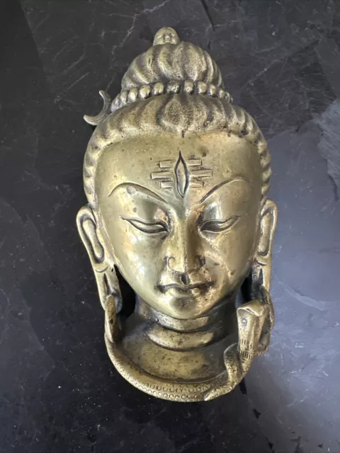 Brass Buddha Wall Hanging Face Design 7” Inches Vintage
