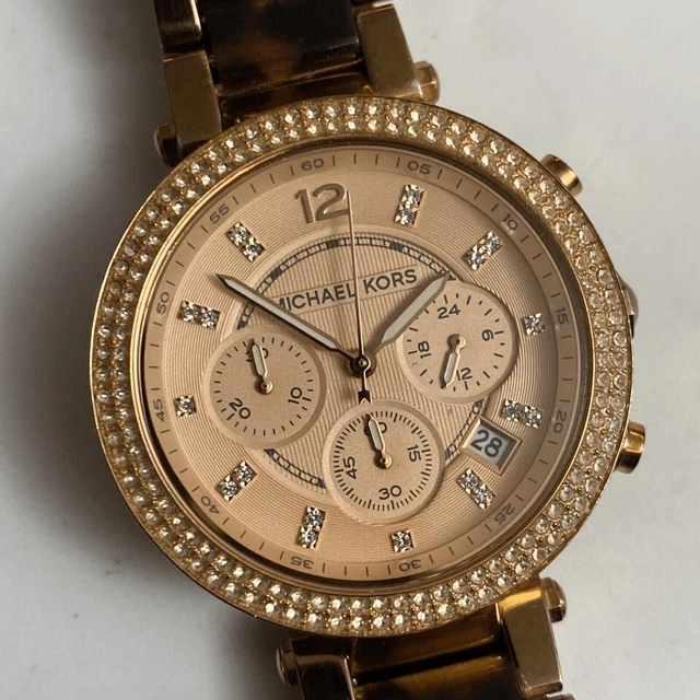 MICHAEL KORS MK5538 Parker Chronograph Rose Gold Tone Crystal Ladies Watch
