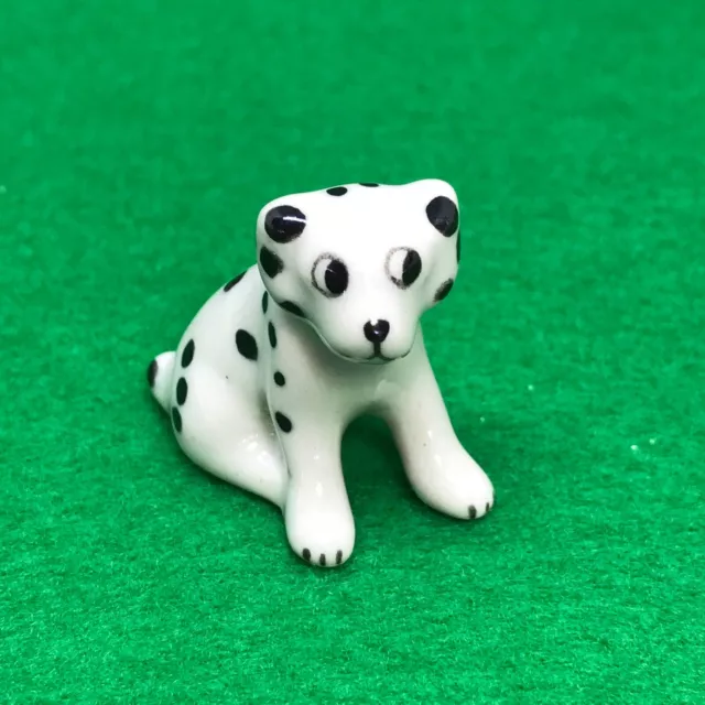 Tiny Dalmatian Miniature Figurine Ceramic Handmade Collectible Decor Home Doll