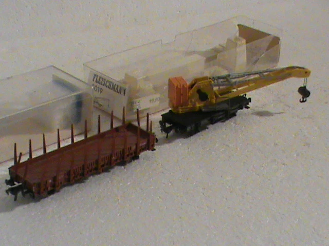 Wagon Fleischmann HO 5285 F - Plat Avec Ranchers Et Guérite SNCF - Occasion
