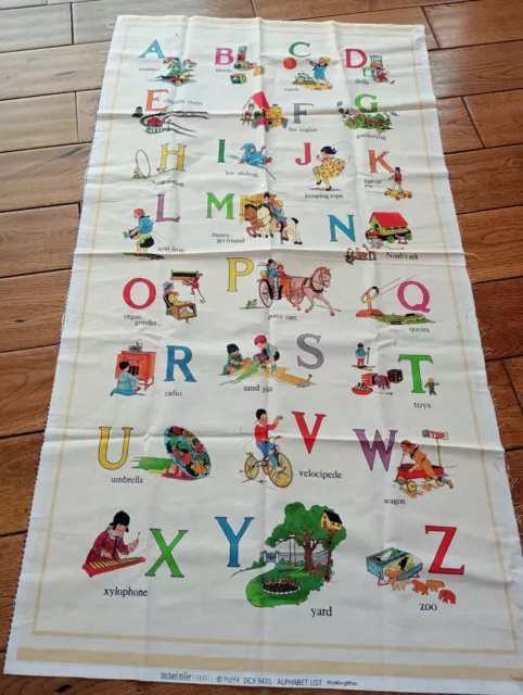 Michael Miller Alphabet Fabric Panel - Vintage Look - New