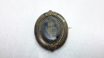 Antique Victorian Gold Mourning Brooch Pin Human Hair Jewelry Spinner Enameled