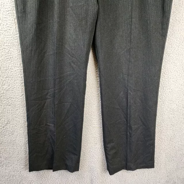 Le Suit Pinstriped Pantsuit Women's 18 Black Straight Leg Flat Front High Rise~ 2