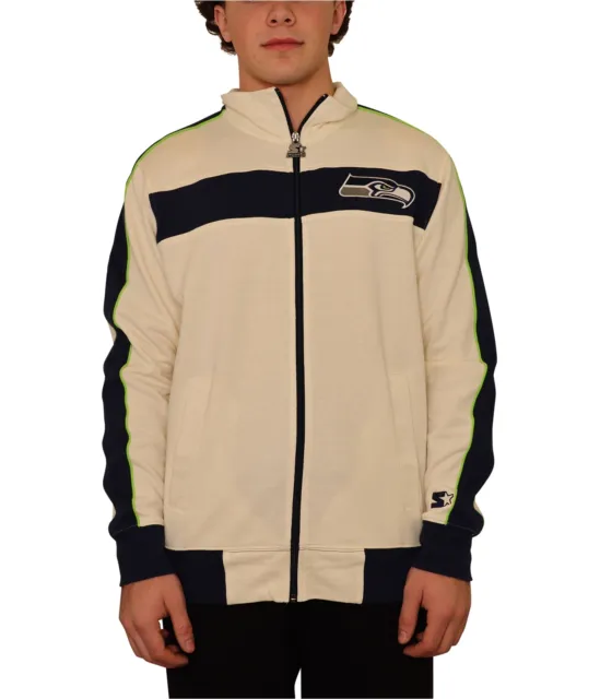 STARTER Mens Seattle Seahawks Sweatshirt, Off-White, Large