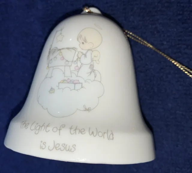 Precious Moments Bell The Light Of The World Is Jesus porcelain ornament