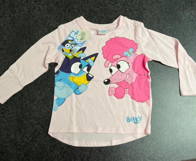 BNWT Cotton Bluey Girls Pink Long Sleeve Top- Size 3 RRP $12