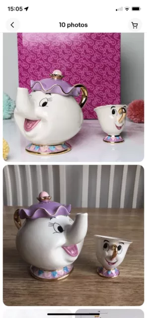 Disney Beauty And The Beast Teapot and Mug Mrs Potts Chip Tea Pot New! in box