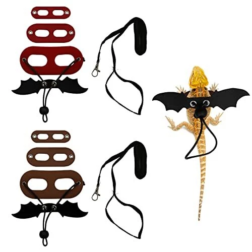 2 Sets/6 PCS Bearded Dragon Leash Adjustable Bearded Dragon Harness and Lizard