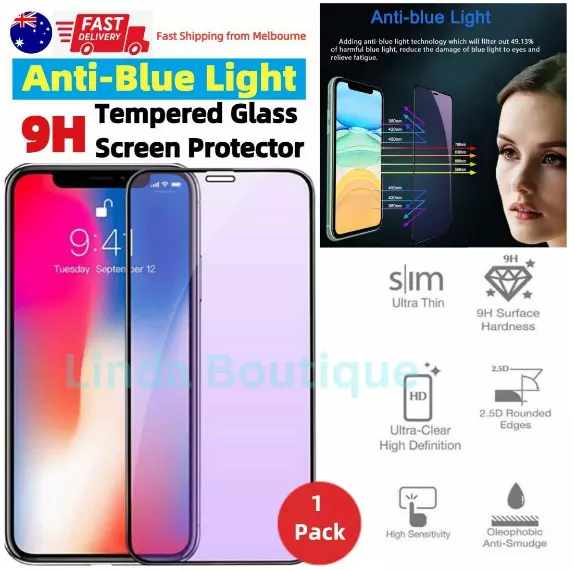 Anti BLUE Light Filter Glass Full Screen Protector Apple iPhone 13 12 Pro Max 14