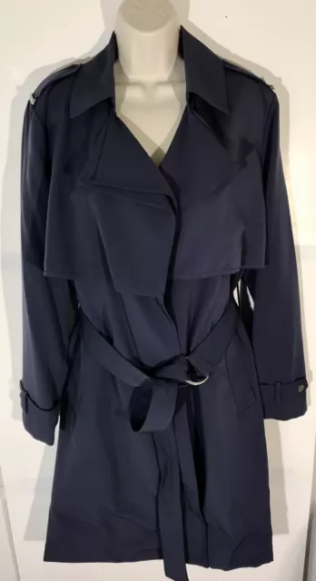 MICHAEL KORS MISSY BELTED Women's Trench Coat Size LARGE Color DARK CHAMBRAY 2