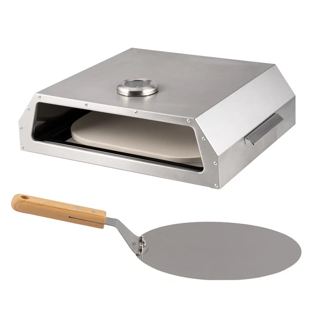 bremermann Pizzabox für Grills inkl. Schaufel Pizzastein und Thermometer