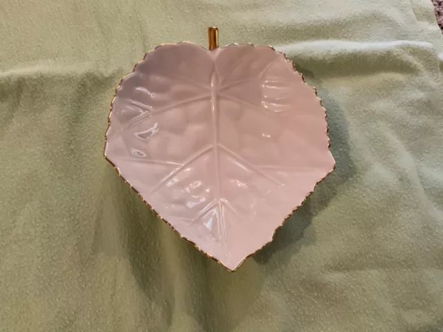 Lenox Leaf Shape Candy/Trinket Dish With Gold Trim 6" X 5"