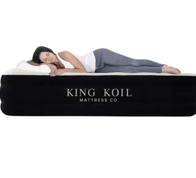 King Koil Luxury Twin Size Air Mattress with Built-in High Speed Pump 76x40x16